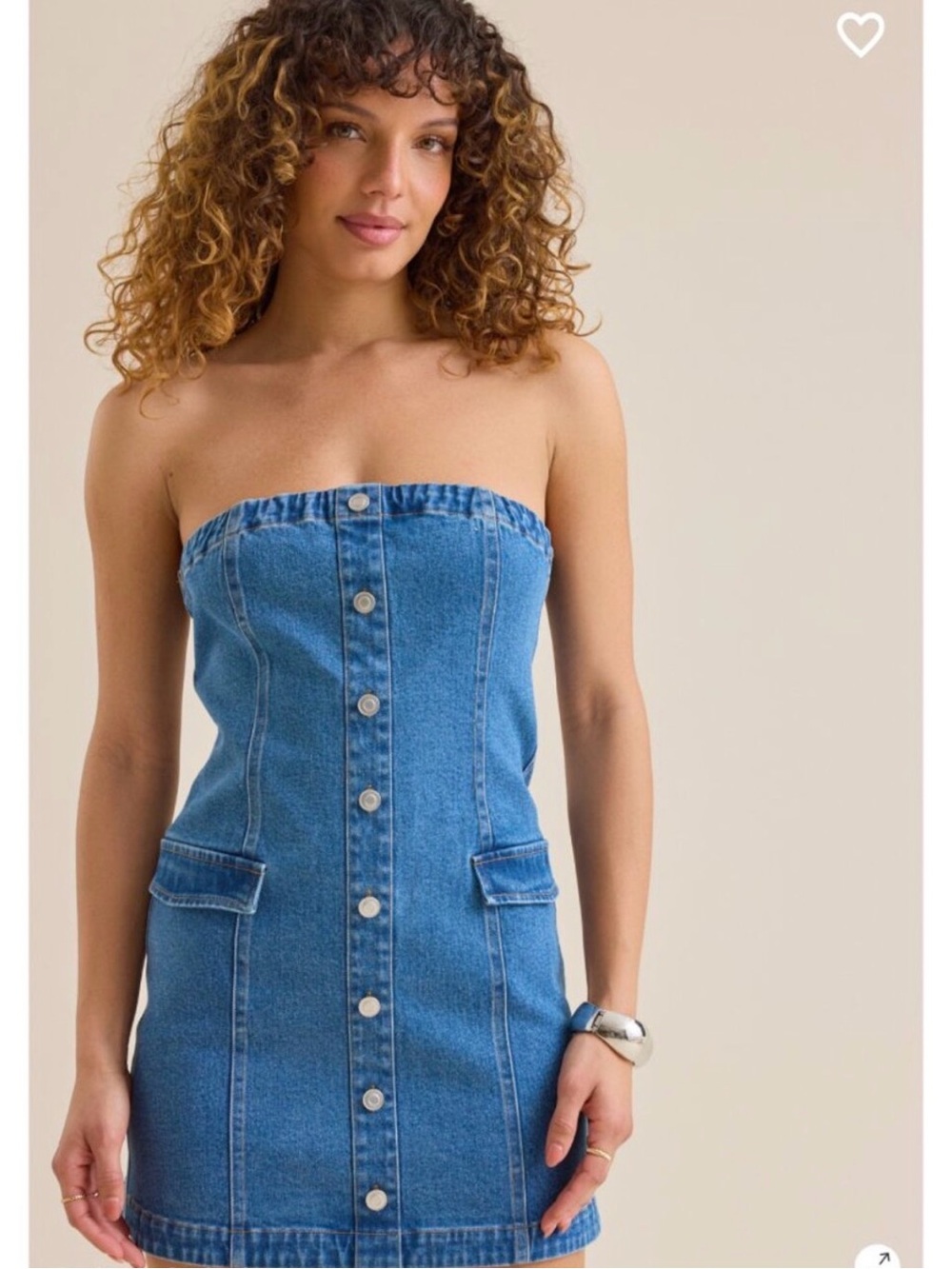 Altar'd State Strapless Blue Denim Button-Front Mini Dress NWT. Super cute!
